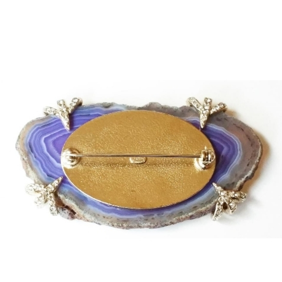 AUTH Chanel Natural Stone Purple Violet Agate Brooch - Very Rare - Picture 4 of 5